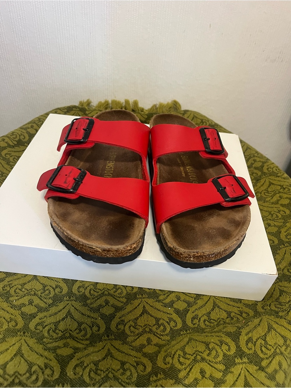 Birkenstock Two-Band Buckle Sandals Orange size 5.5